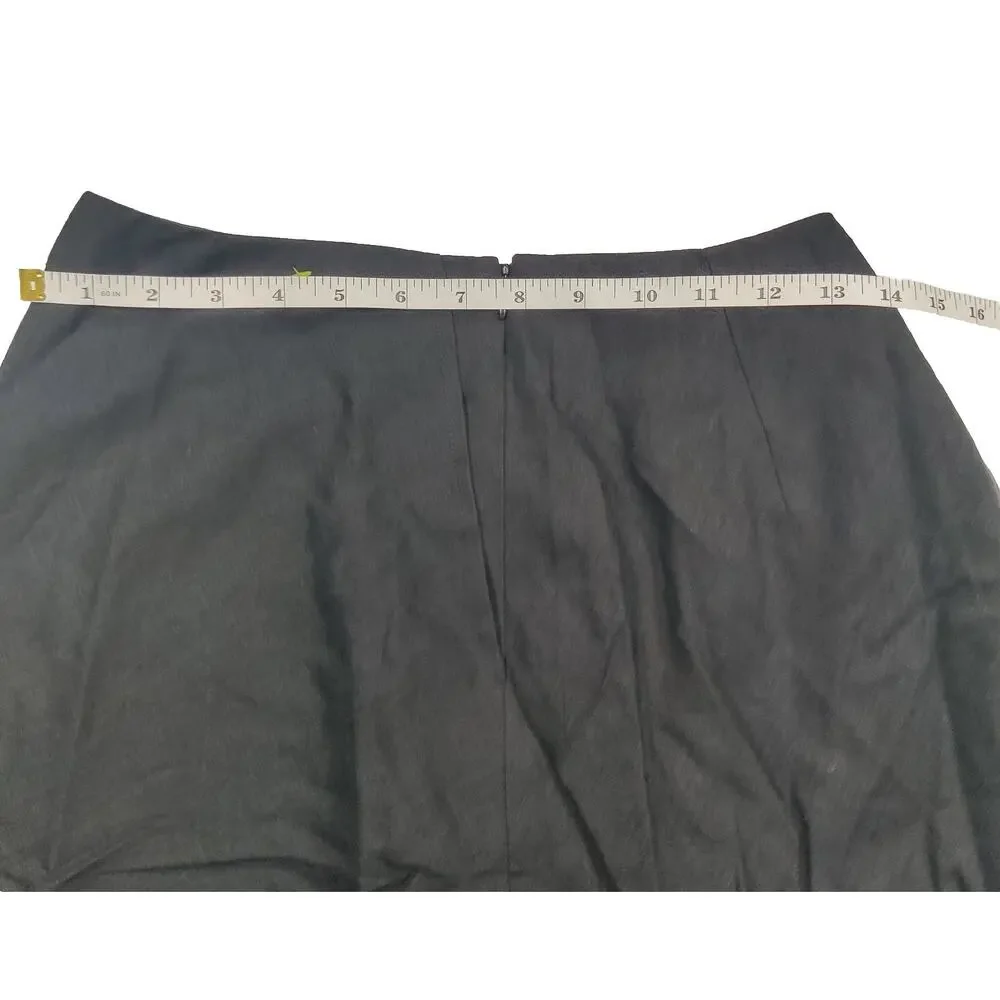 Talbots Petites Women’s Black ALine Midi Skirt Size 6P Linen Blend Made In Italy - Picture 4 of 9